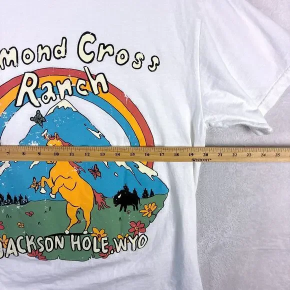 Diamond Cross Ranch Jackson Hole Wyoming TShirt Men L Multicolor Western Cowboy - Picture 5 of 6